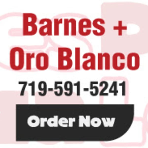 Louie's Pizza advertisement with text "Barnes + Oro Blanco" and "Order Now" button.
